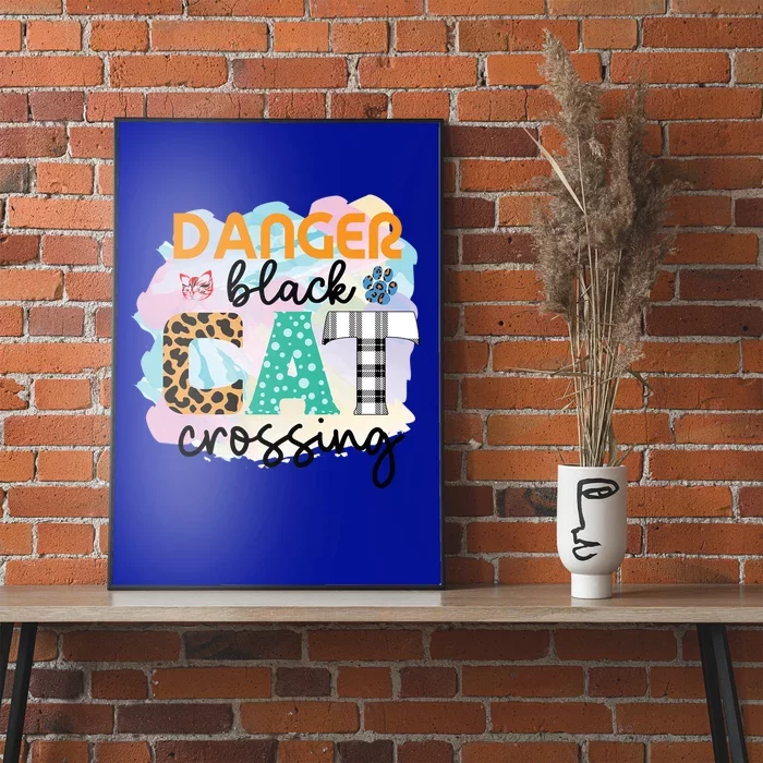 Funny Danger Black Cat Crossing Graphic Patchwork Gift Poster