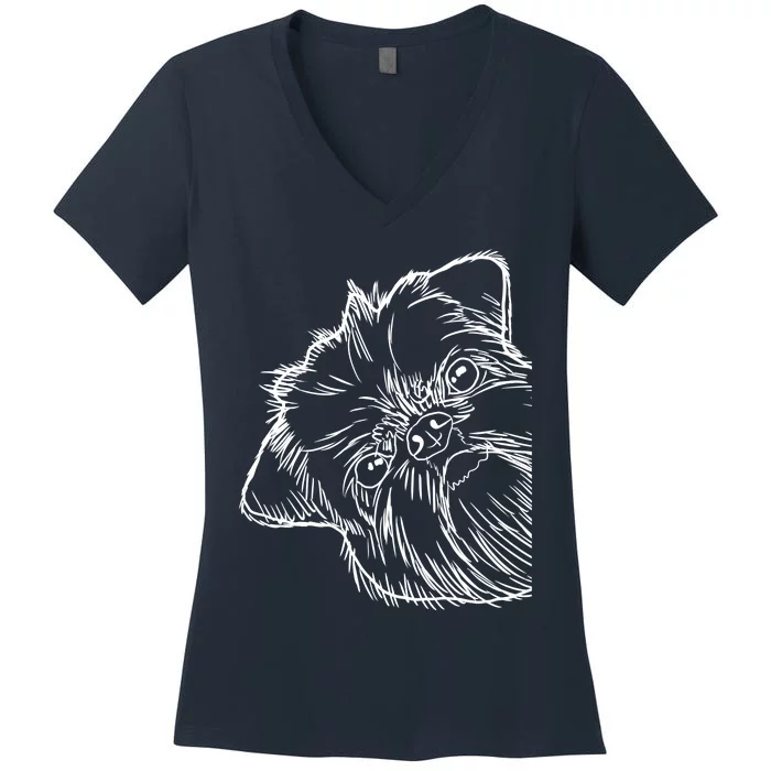 Funny Dog Brussels Griffon Women's V-Neck T-Shirt