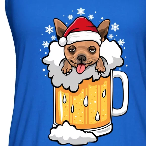 Funny Drunk Beer Chihuahua Christmas Dog Gift Ladies Essential Flowy Tank