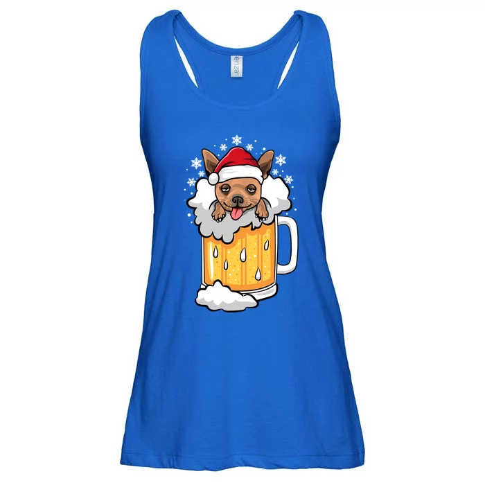 Funny Drunk Beer Chihuahua Christmas Dog Gift Ladies Essential Flowy Tank