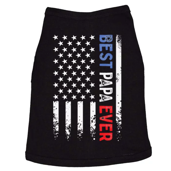 Father's Day Best Papa Ever with US American Flag Doggie Tank