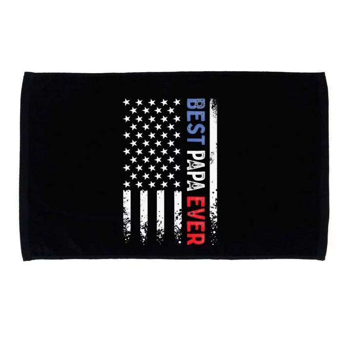 Father's Day Best Papa Ever with US American Flag Microfiber Hand Towel