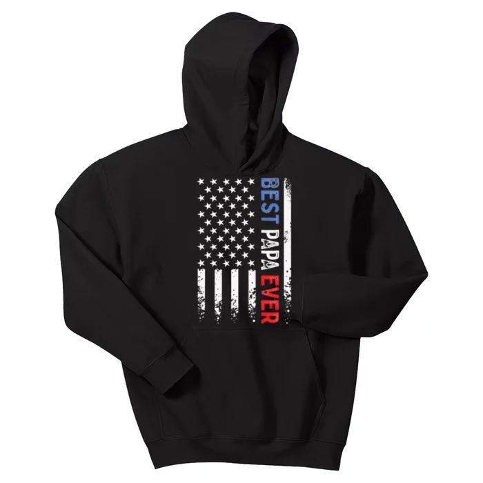 Father's Day Best Papa Ever With US American Flag Kids Hoodie