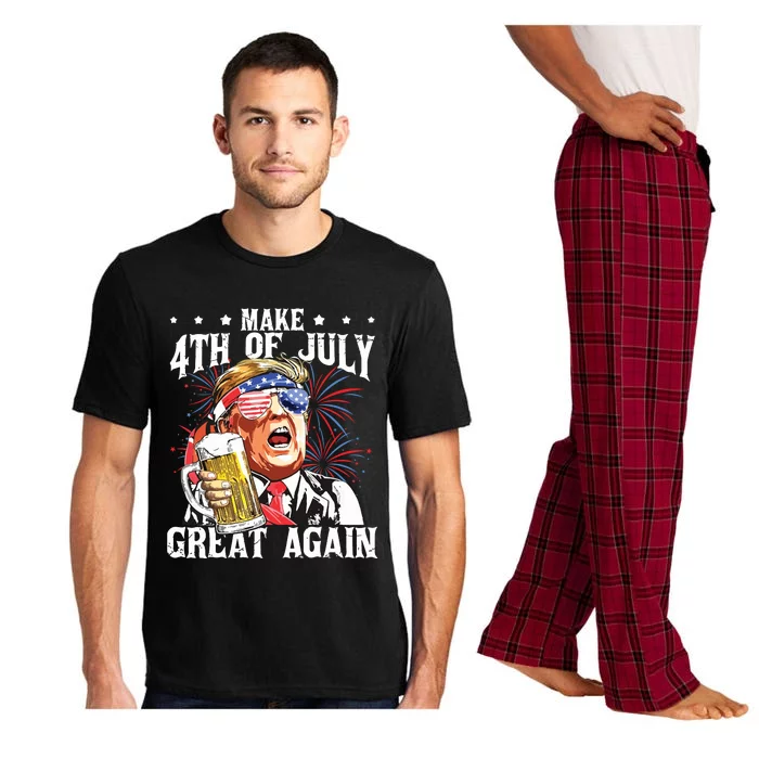 Funny Drinking Beer Party Make 4th Of July Great Again Pajama Set