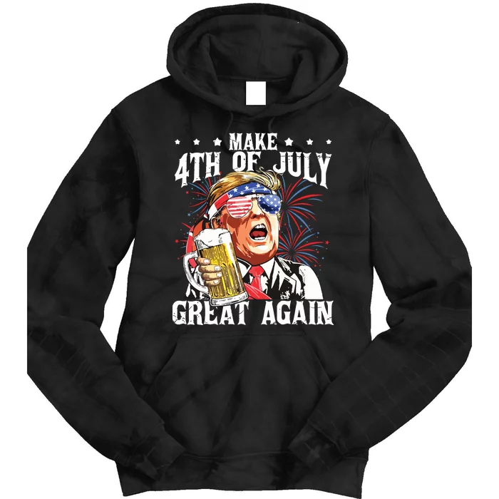 Funny Drinking Beer Party Make 4th Of July Great Again Tie Dye Hoodie