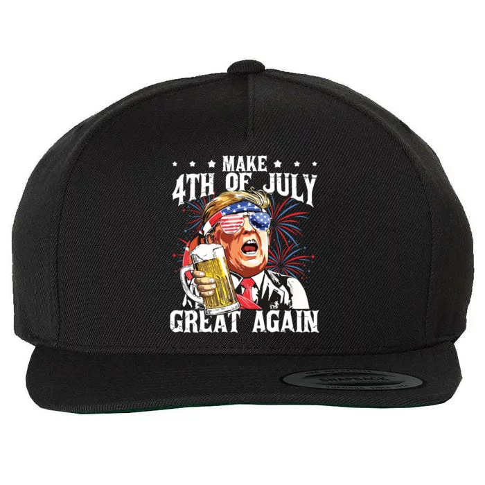 Funny Drinking Beer Party Make 4th Of July Great Again Wool Snapback Cap