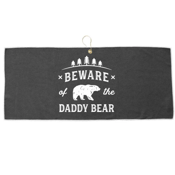 Fathers Day / Beware Daddy Bear Trees / Protective Dads Large Microfiber Waffle Golf Towel