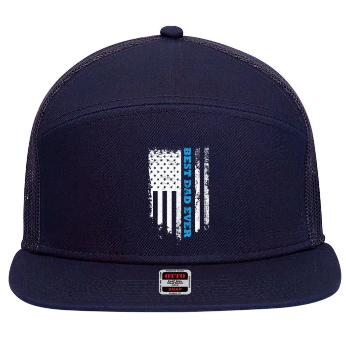 Father's day Best dad ever with US american flag 7 Panel Mesh Trucker Snapback Hat