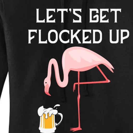 Flamingo Drinking Beer Funny Flamingo Women's Pullover Hoodie