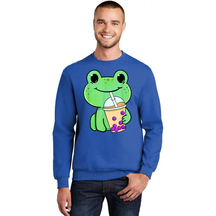 Frog Drinking Bubble Tea Tall Sweatshirt