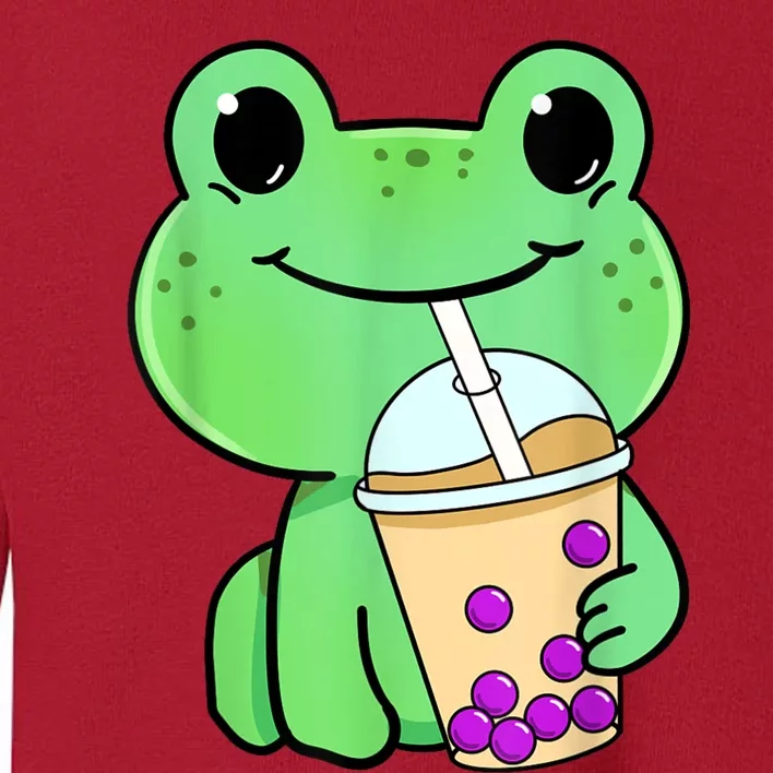 Frog Drinking Bubble Tea Toddler Sweatshirt