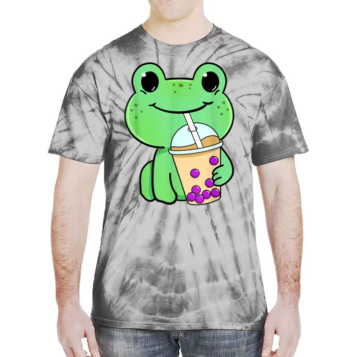 Frog Drinking Bubble Tea Tie-Dye T-Shirt