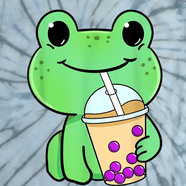 Frog Drinking Bubble Tea Tie-Dye T-Shirt