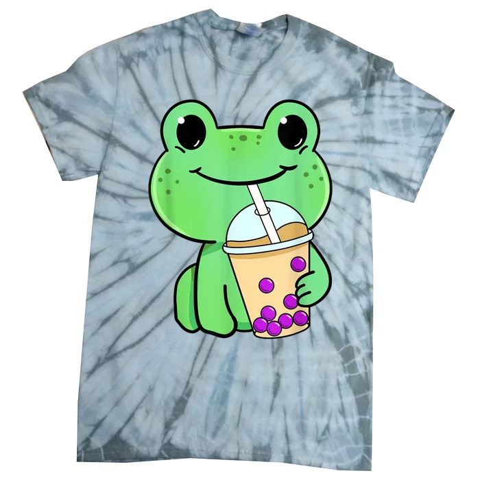 Frog Drinking Bubble Tea Tie-Dye T-Shirt