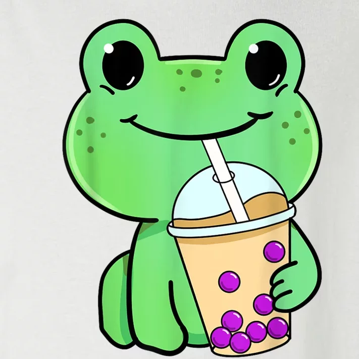 Frog Drinking Bubble Tea Toddler Long Sleeve Shirt