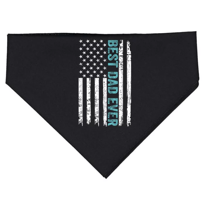 Fathers Day Best Dad Ever With US American Flag USA-Made Doggie Bandana