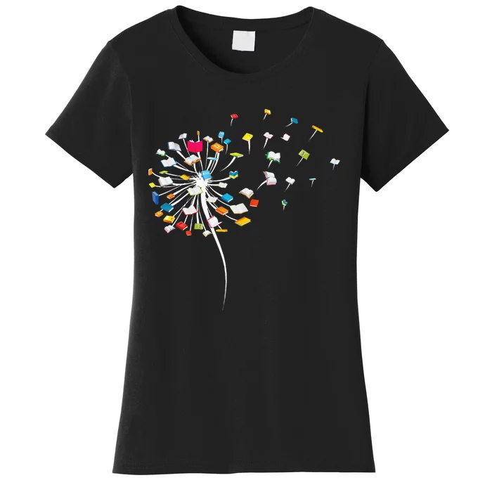 Funny Dandelion Books Gift For Reading Lover Wo Women's T-Shirt