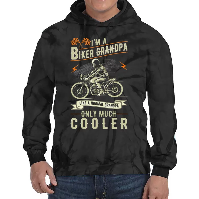 Fathers Day Biker Grandpa Grandfather Motorcycle Biking Tie Dye Hoodie