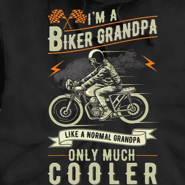 Fathers Day Biker Grandpa Grandfather Motorcycle Biking Tie Dye Hoodie