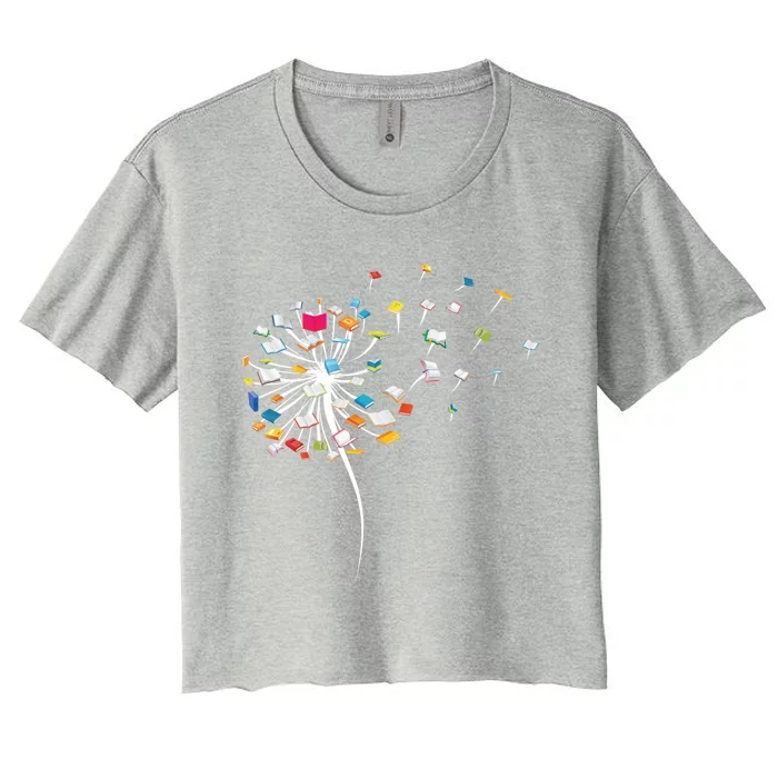 Funny Dandelion Books Gift For Reading Lover Gift Women's Crop Top Tee