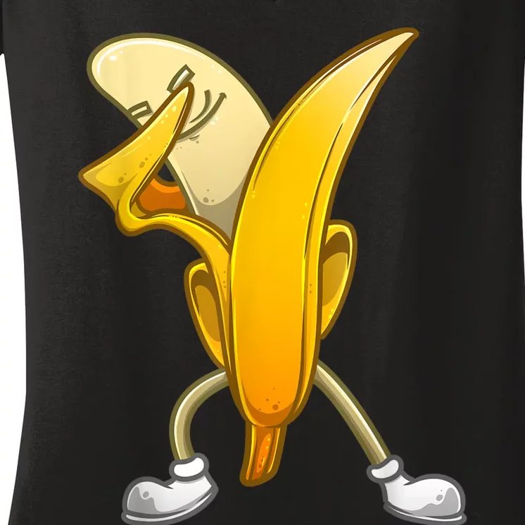 Funny Dabbing Banana Gift For Kids Boy Girl Cool Dancer Women's V-Neck T-Shirt