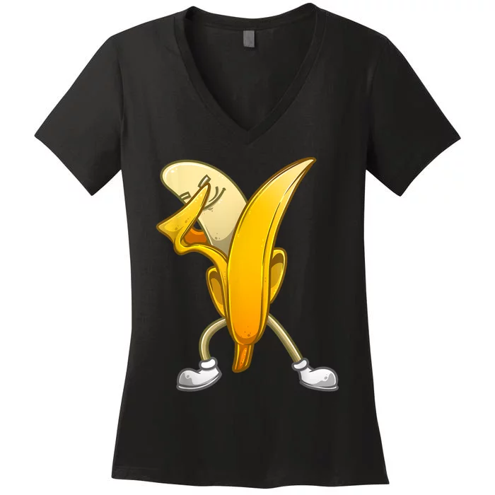 Funny Dabbing Banana Gift For Kids Boy Girl Cool Dancer Women's V-Neck T-Shirt