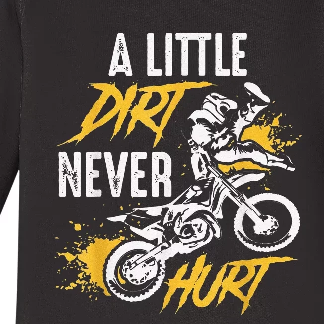 Funny Dirt Bike Gift Dirt Never Hurt Motocross Gift Baby Long Sleeve Bodysuit