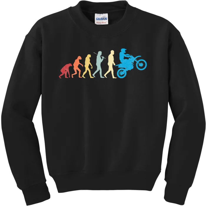 Funny Dirt Bike Evolution MX Motocross Rider vintage retro Kids Sweatshirt