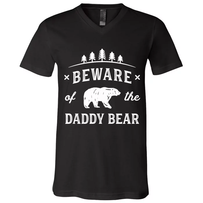 Fathers Day / Beware Daddy Bear Trees / Protective Dads V-Neck T-Shirt