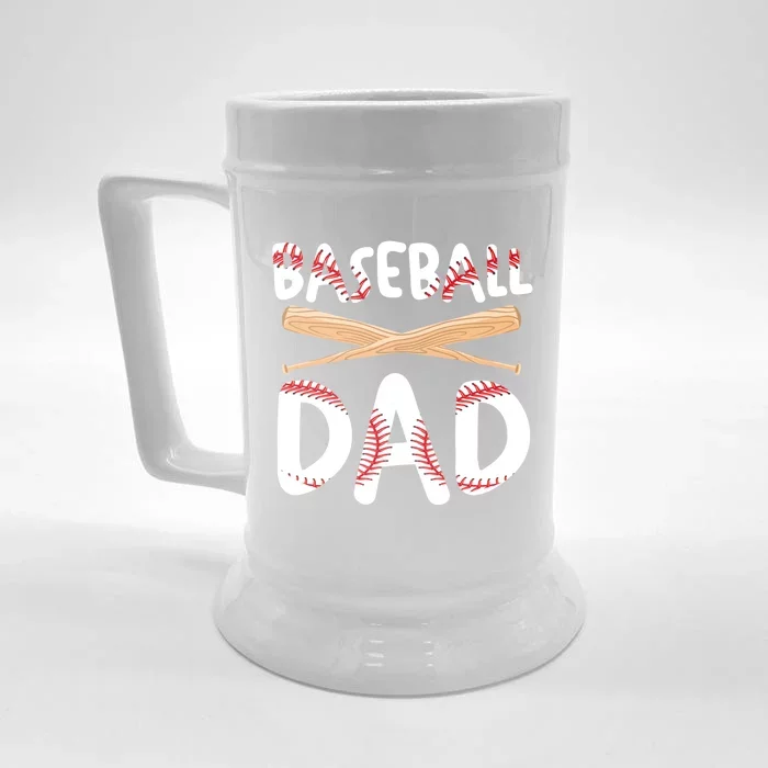 Father's Day Baseball Softball Lover Baseball Dad Cool Gift Front & Back Beer Stein