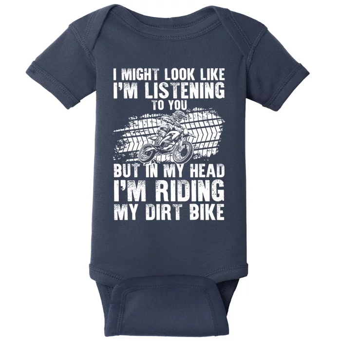 Funny Dirt Bike Art For Dirtbike Motorcycle Riding Baby Bodysuit