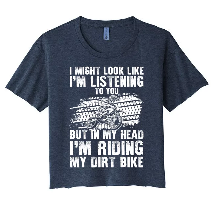 Funny Dirt Bike Art For Dirtbike Motorcycle Riding Women's Crop Top Tee