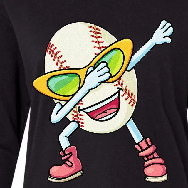 Funny Dabbing Baseball Easter Egg Cartoon Gift Womens Cotton Relaxed Long Sleeve T-Shirt