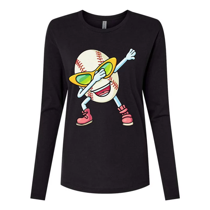 Funny Dabbing Baseball Easter Egg Cartoon Gift Womens Cotton Relaxed Long Sleeve T-Shirt