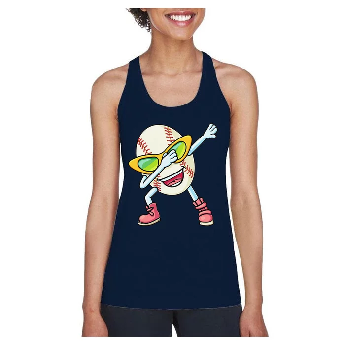 Funny Dabbing Baseball Easter Egg Cartoon Gift Women's Racerback Tank