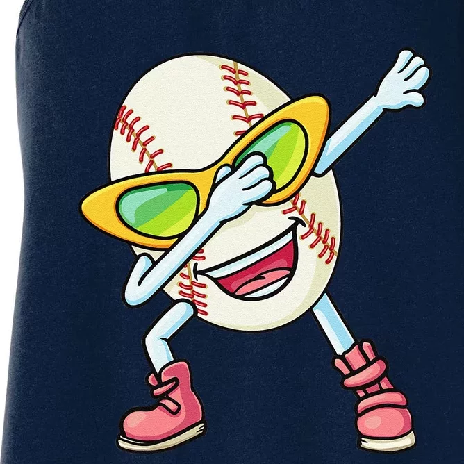 Funny Dabbing Baseball Easter Egg Cartoon Gift Women's Racerback Tank