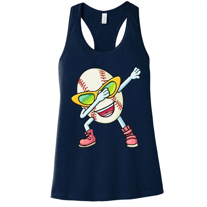 Funny Dabbing Baseball Easter Egg Cartoon Gift Women's Racerback Tank