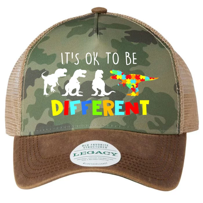 Funny Dinosaur Boy Its Ok To Be Different Gift Autism Awareness Legacy Tie Dye Trucker Hat