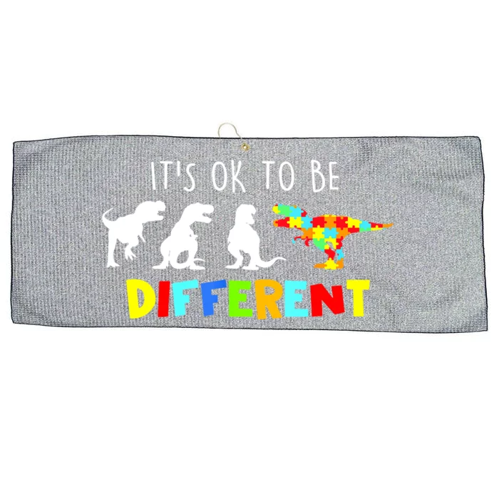 Funny Dinosaur Boy Its Ok To Be Different Gift Autism Awareness Large Microfiber Waffle Golf Towel