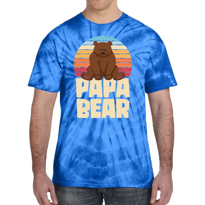 Fathers Day Bear Family Dad Animal Daddy Retro Papa Bear Gift Tie-Dye T-Shirt