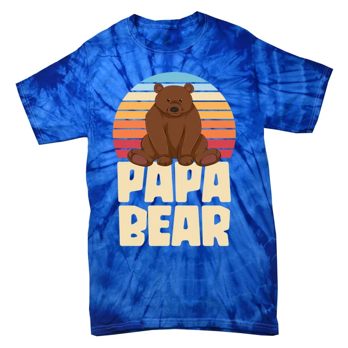 Fathers Day Bear Family Dad Animal Daddy Retro Papa Bear Gift Tie-Dye T-Shirt