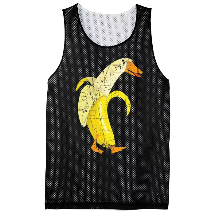 Funny Duck Banana Farm Animal Pun Distressed Design Mesh Reversible Basketball Jersey Tank