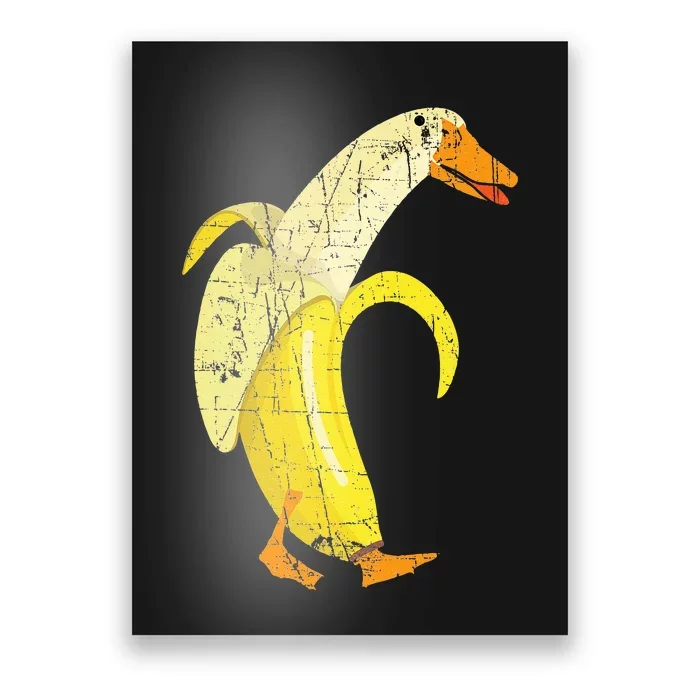 Funny Duck Banana Farm Animal Pun Distressed Design Poster