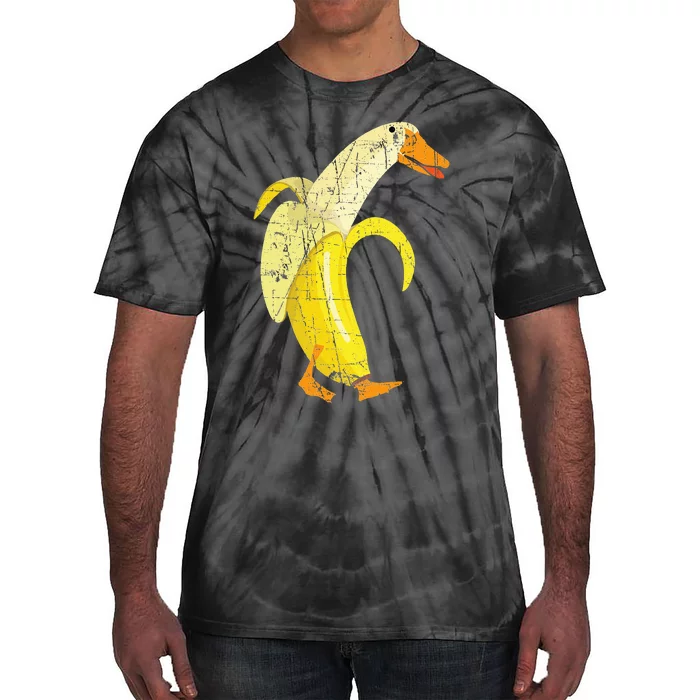 Funny Duck Banana Farm Animal Pun Distressed Design Tie-Dye T-Shirt