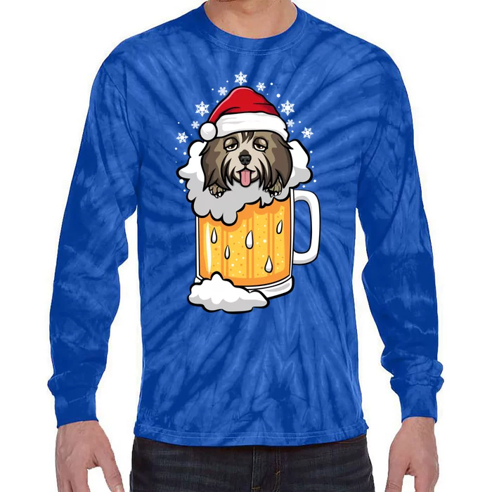 Funny Drunk Beer Havanese Christmas Dog Gift Tie-Dye Long Sleeve Shirt