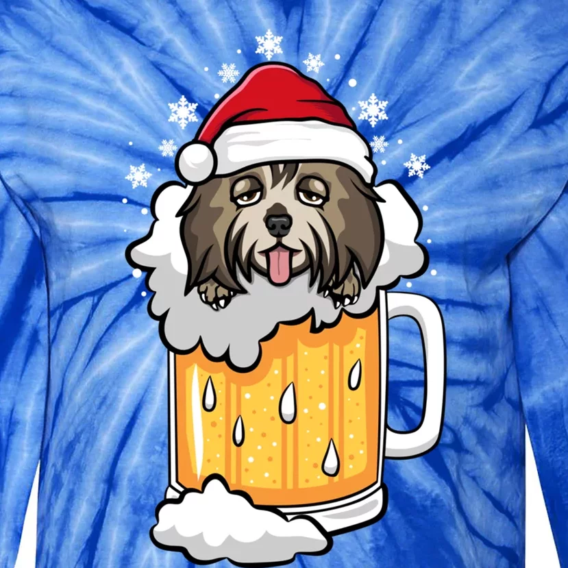 Funny Drunk Beer Havanese Christmas Dog Gift Tie-Dye Long Sleeve Shirt