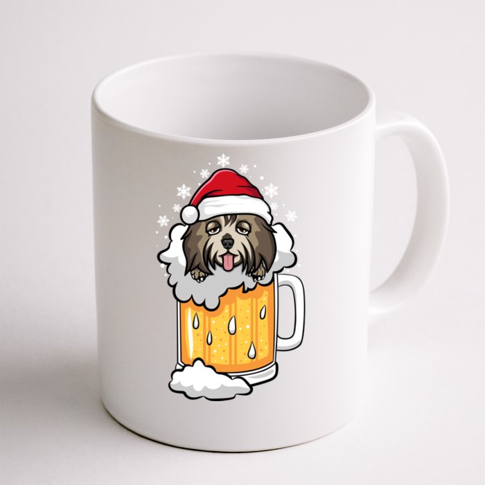 Funny Drunk Beer Havanese Christmas Dog Gift Front & Back Coffee Mug