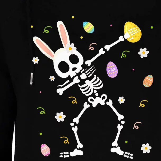 Funny Dabbing Bunny Skeleton Hunting Eggs easter Womens Funnel Neck Pullover Hood