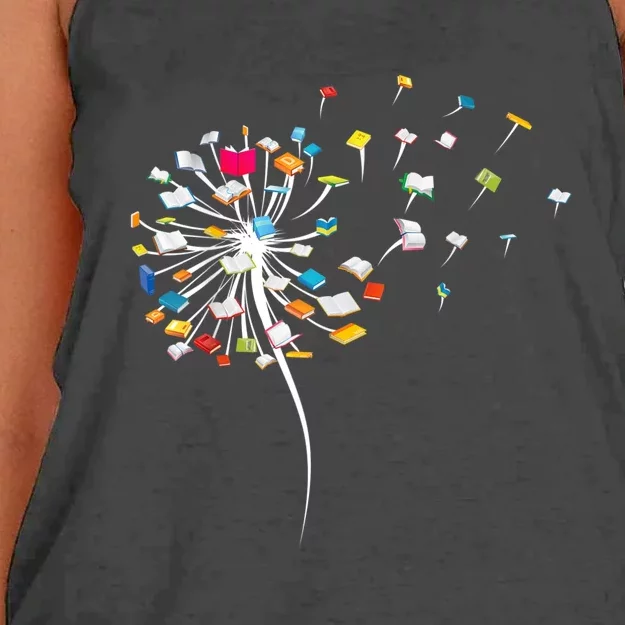 Funny Dandelion Books Gift For Reading Lover Women's Knotted Racerback Tank