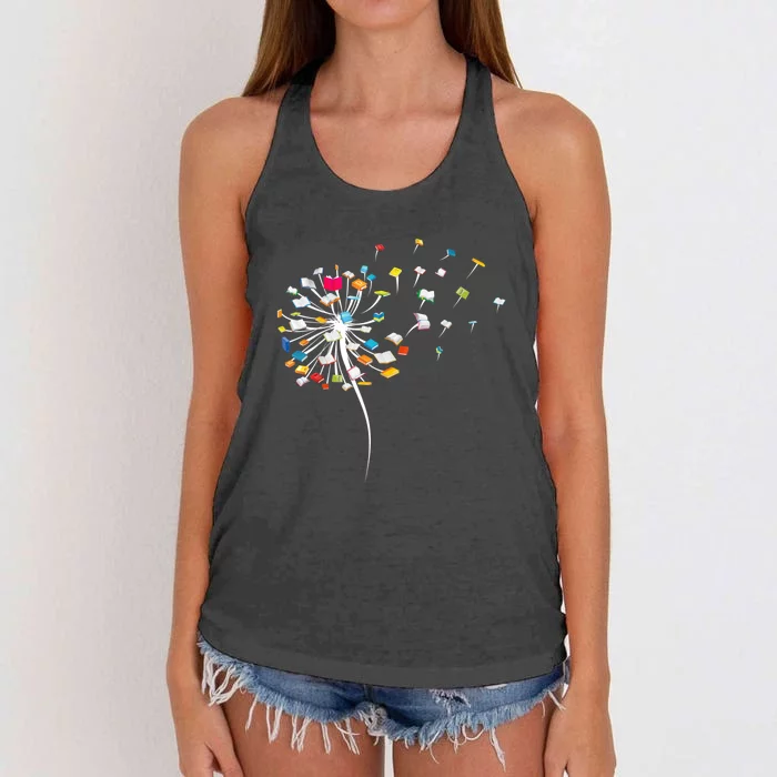 Funny Dandelion Books Gift For Reading Lover Women's Knotted Racerback Tank